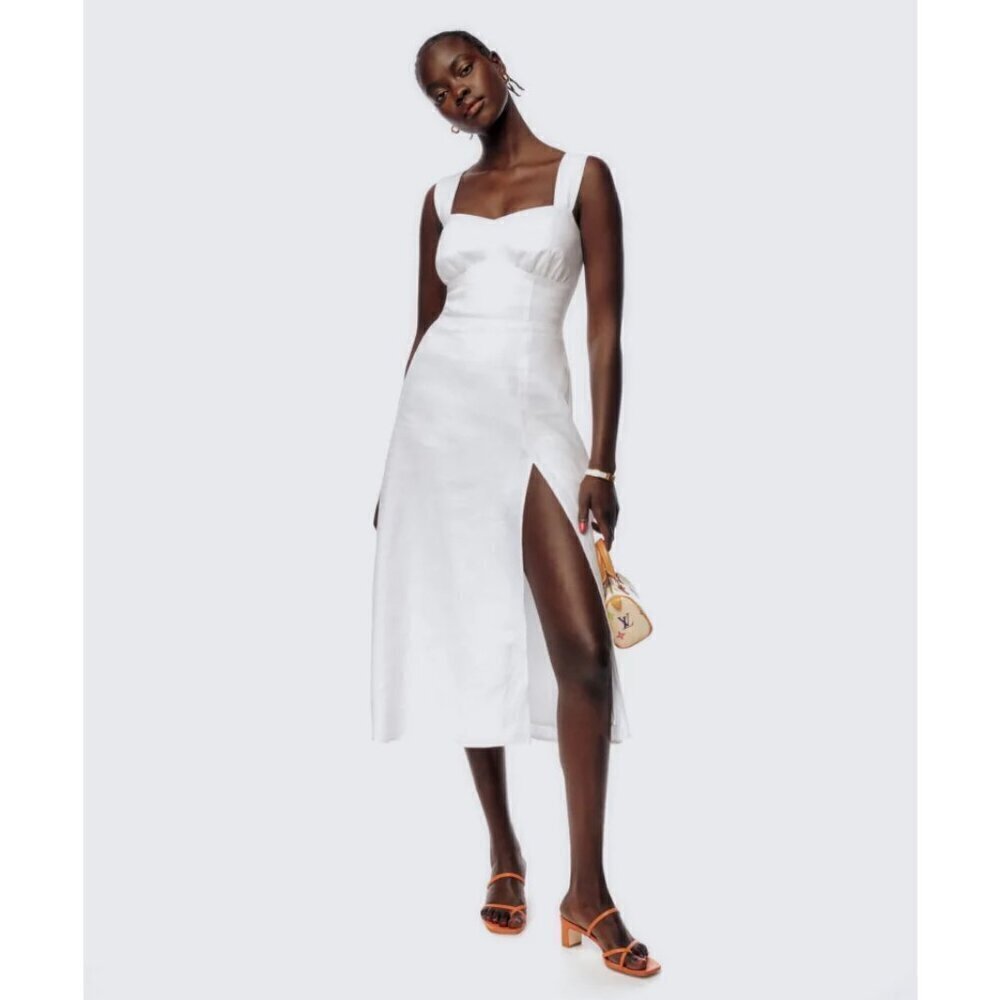 💕REFORMATION💕 The Seaside Linen Dress ~ White 10 NWT
